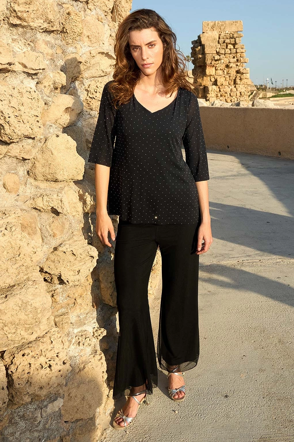 חולצה יהלומים ערב שחור 1